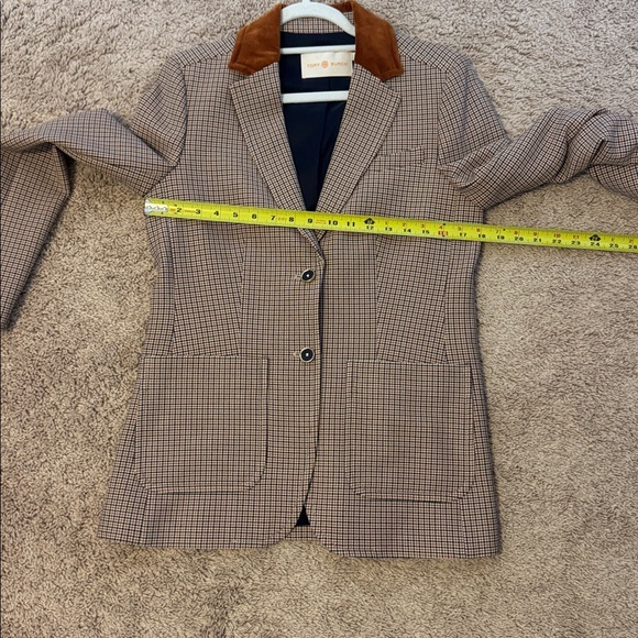 Tory Burch Checkered Blazer with Brown Collar - Picture 9 of 9
